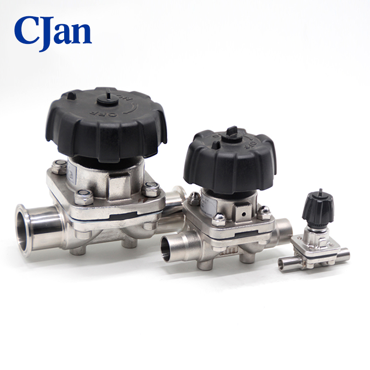Hydraulisk rustfrit stål Manual Diafragm Ventil med Tri- klemme og plast håndhjul